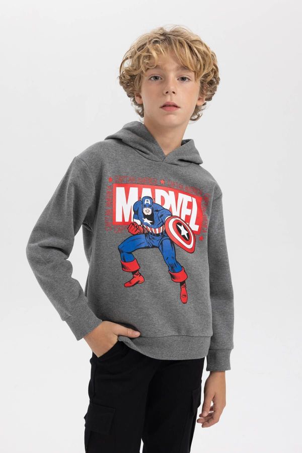 DEFACTO DEFACTO Boys Marvel Logo Only Thick Hooded Sweatshirt