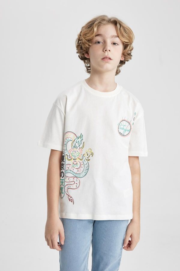 DEFACTO DEFACTO Boys Oversize Fit Crew Neck Printed Short Sleeve T-Shirt