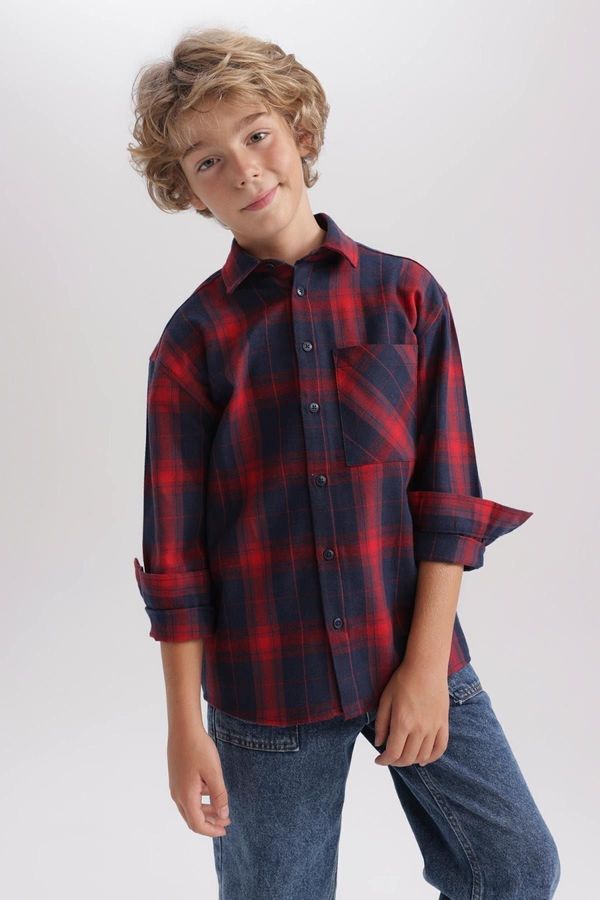 DEFACTO DEFACTO Boy's Oversize Fit Flannel Long Sleeve Shirt