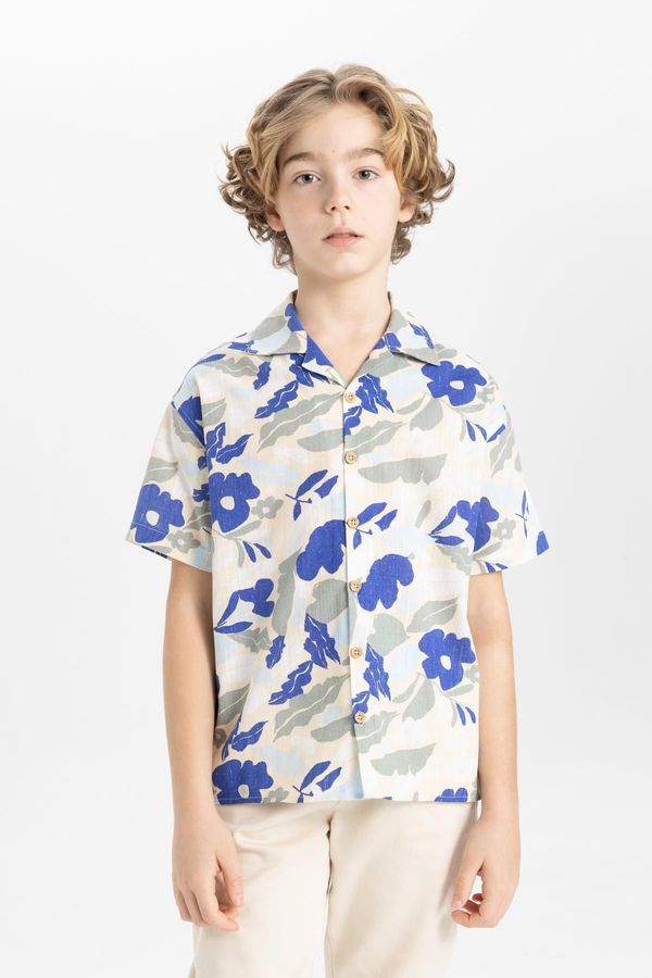 DEFACTO DEFACTO Boys' Oversize Fit Patterned Viscose Short Sleeve Shirt