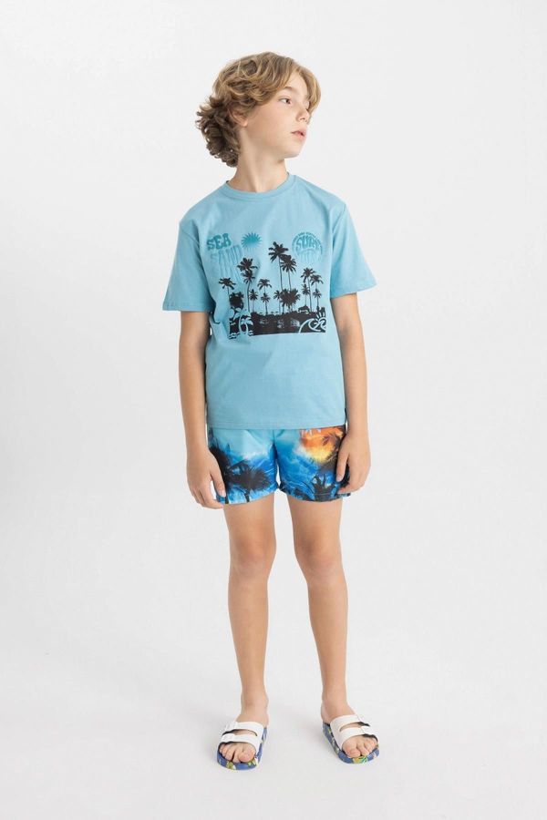 DEFACTO DEFACTO Boy's Palm Tree Patterned Swim Shorts