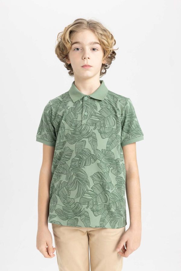 DEFACTO DEFACTO Boy's Patterned Pique Short Sleeve Polo T-Shirt