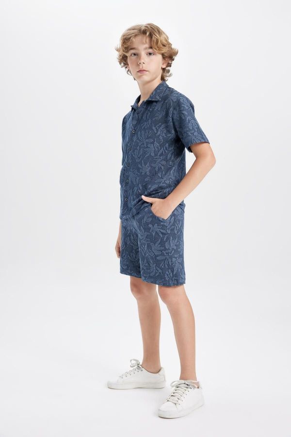 DEFACTO DEFACTO Boy's Patterned Short Sleeve Shirt and Shorts 2-Piece Set