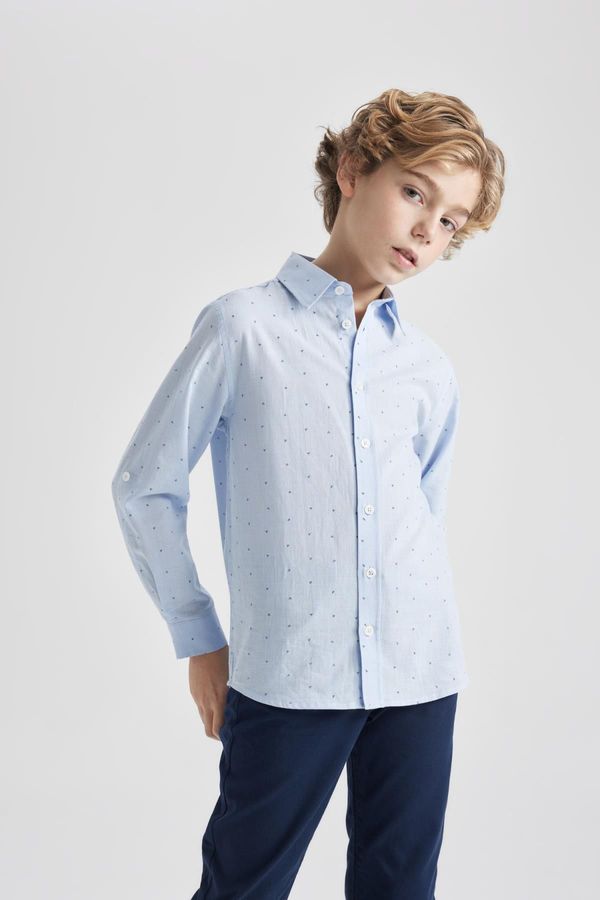 DEFACTO DEFACTO Boy's Polo Collar Poplin Long Sleeve Shirt