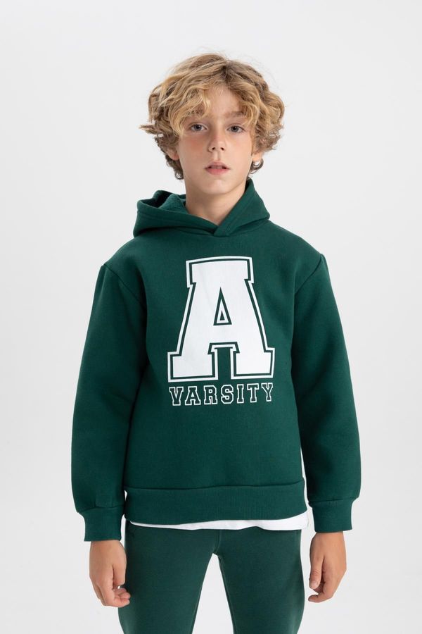 DEFACTO DEFACTO Boy's Printed Hooded Thick Sweatshirt