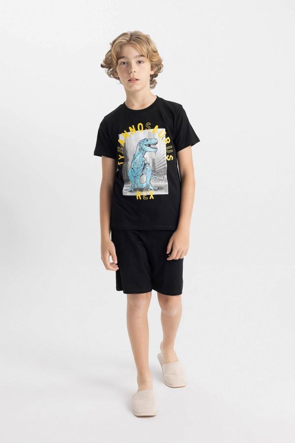 DEFACTO DEFACTO Boy's Printed Short Sleeve Pajama Set with Shorts