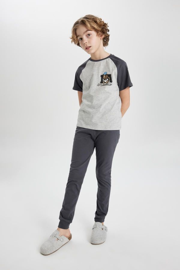 DEFACTO DEFACTO Boys' Printed Short Sleeve Pajamas Set