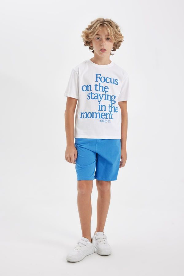 DEFACTO DEFACTO Boy's Printed Short Sleeve T-Shirt Shorts 2-Piece Set