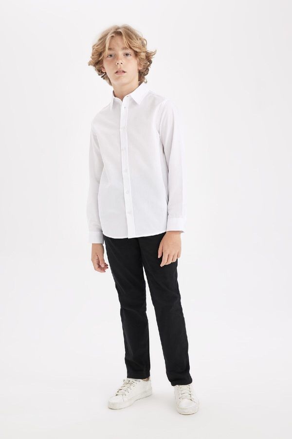 DEFACTO DEFACTO Boy's Straight Leg Elastic Waist Pocket Black Gabardine School Trousers