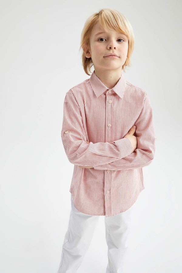 DEFACTO DEFACTO Boy's Striped Long Sleeve Linen Look Shirt