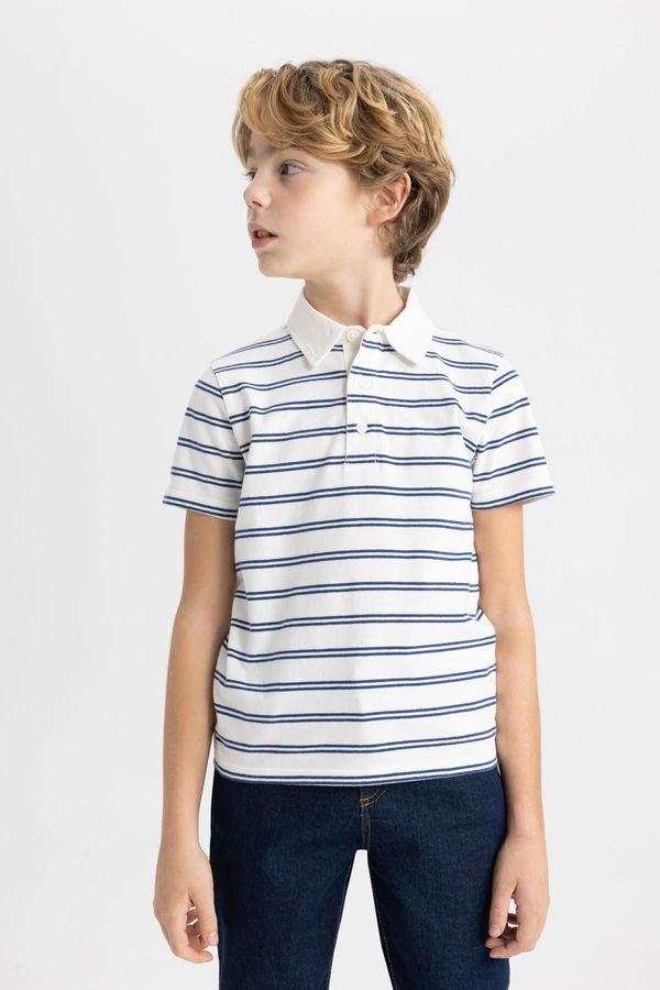 DEFACTO DEFACTO Boy's Striped Pique Short Sleeve Polo T-Shirt