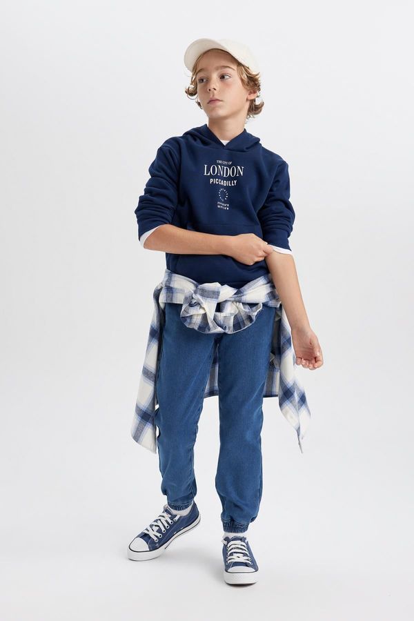 DEFACTO DEFACTO Boy's Waist Tie Elastic Leg Jean Fleece Lined Jogger Jean Pants