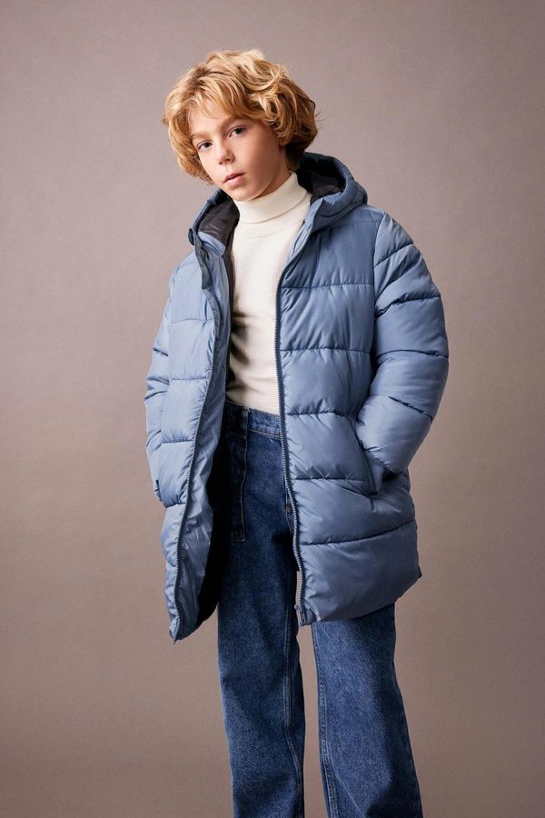 DEFACTO DEFACTO Boy's Water Repellent Hooded Puffer Jacket Coat