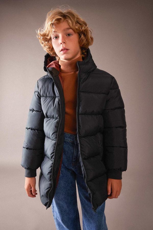 DEFACTO DEFACTO Boy's Water Repellent Hooded Puffer Jacket Coat