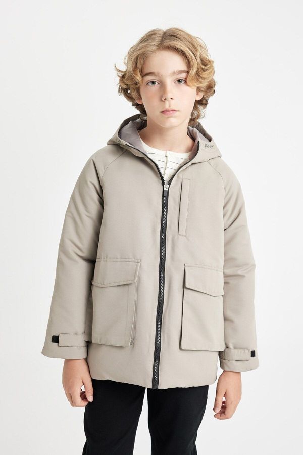 DEFACTO DEFACTO Boy's Water Repellent Hooded Windproof Raincoat