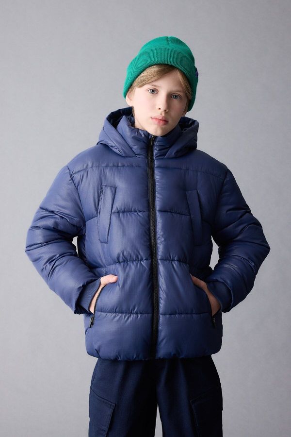 DEFACTO DEFACTO Boy's Water Repellent Hooded Zippered Pocket Coat