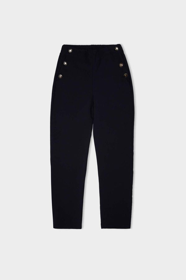 DEFACTO DEFACTO Carrot Fit Carrot Pattern Trousers Navy Blue Basic Plain Pocket High Waist Straight Leg