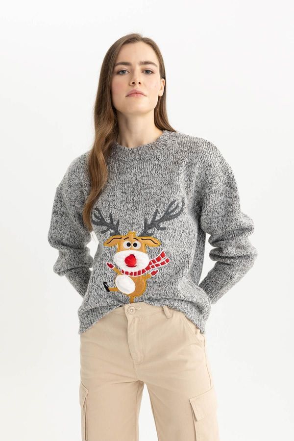 DEFACTO DEFACTO Christmas Themed Crew Neck Sweater