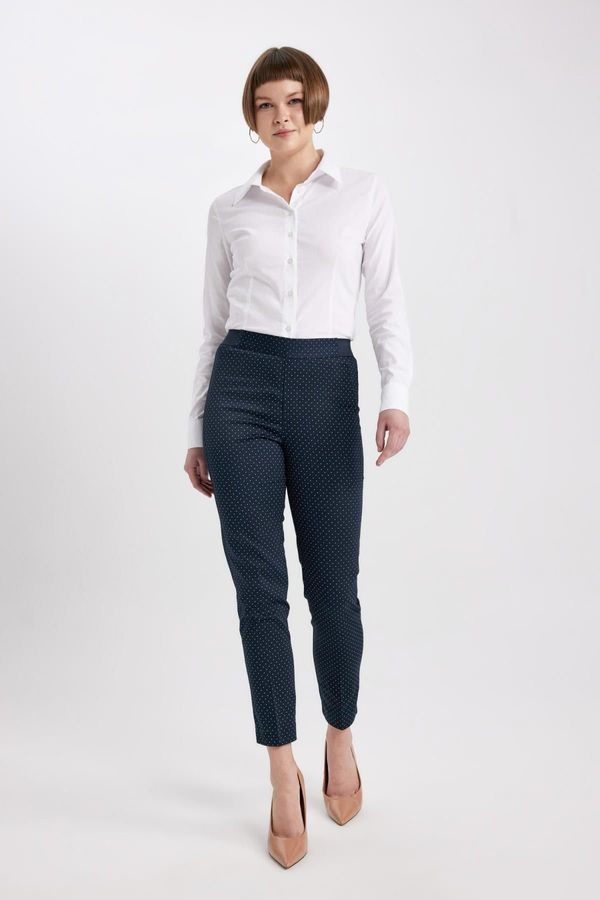 DEFACTO DEFACTO Cigarette Satin Trousers Basic Plain Normal Waist Elasticated Straight Leg