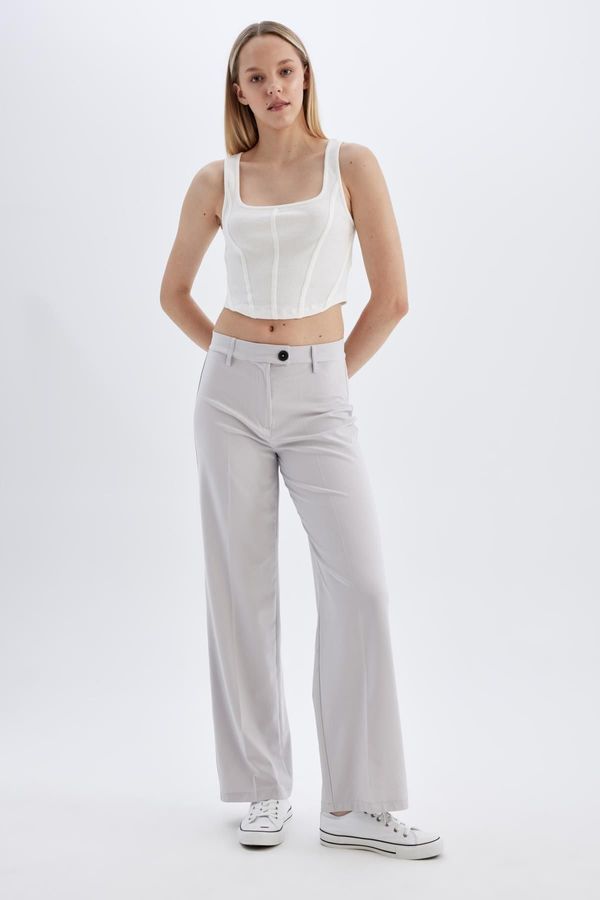 DEFACTO DEFACTO Classic Pants Basic Straight Wide Leg Wide Leg High Waist Standard Length