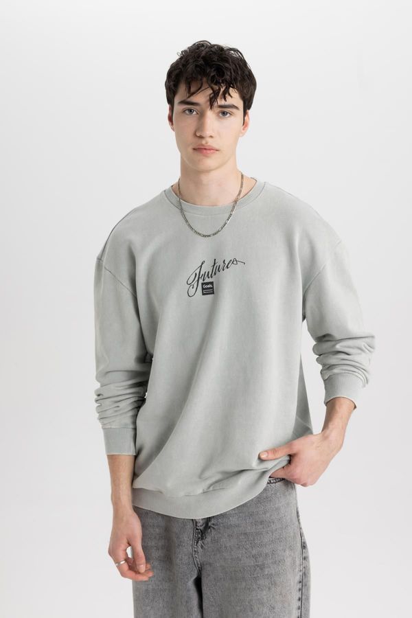 DEFACTO DEFACTO Comfort Fit Crew Neck Printed Sweatshirt