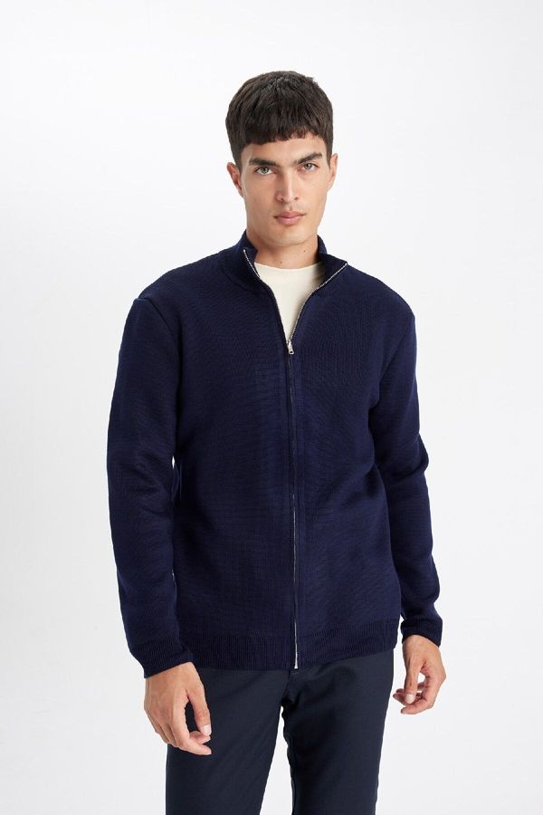 DEFACTO DEFACTO Comfort Fit Stand Collar Cardigan