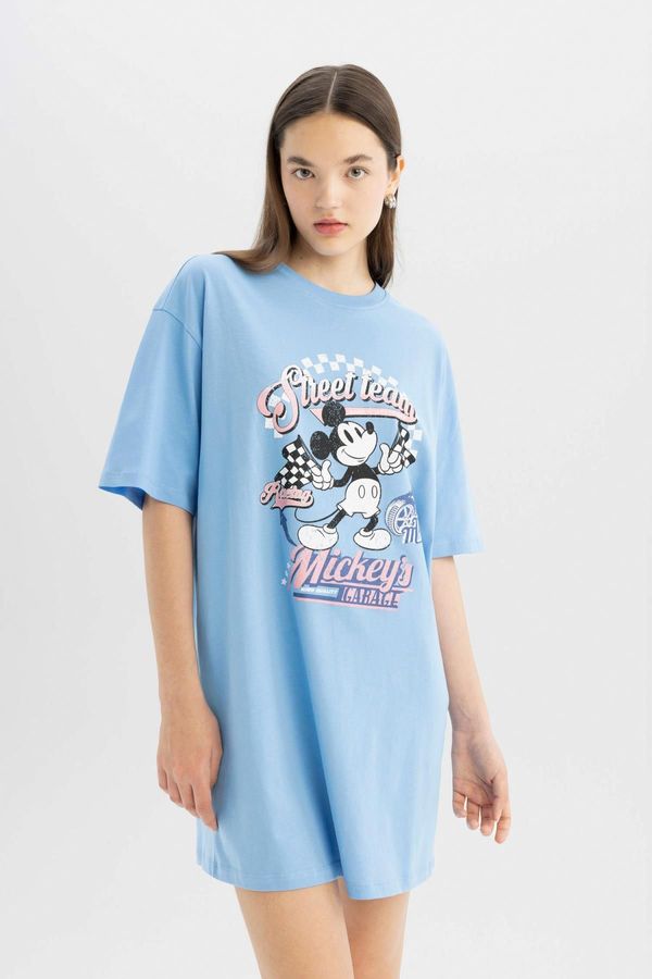 DEFACTO DEFACTO Cool Disney Mickey & Minnie Short Sleeve Combed Cotton Mini T-Shirt Dress