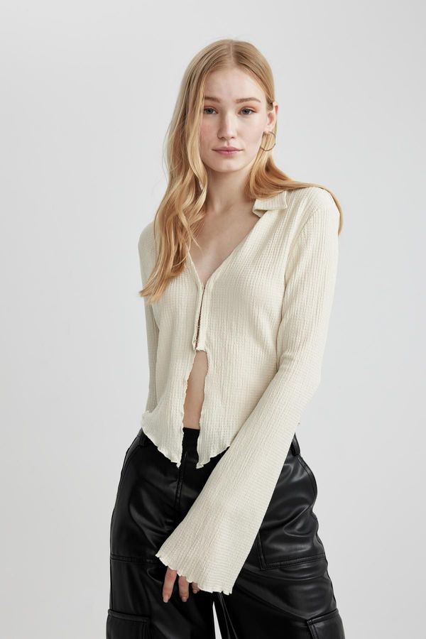 DEFACTO DEFACTO Cool Fitted Long Sleeve Crop Shirt