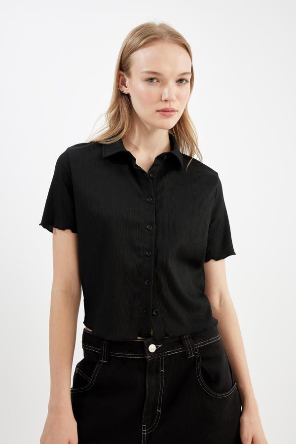 DEFACTO DEFACTO Cool Fitted Wrinkled Short Sleeve Shirt