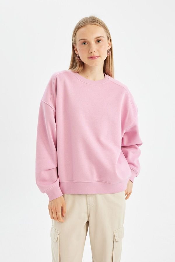 DEFACTO DEFACTO Cool Oversize Fit Wide Pattern Crew Neck Thick Basic Plain Sweatshirt