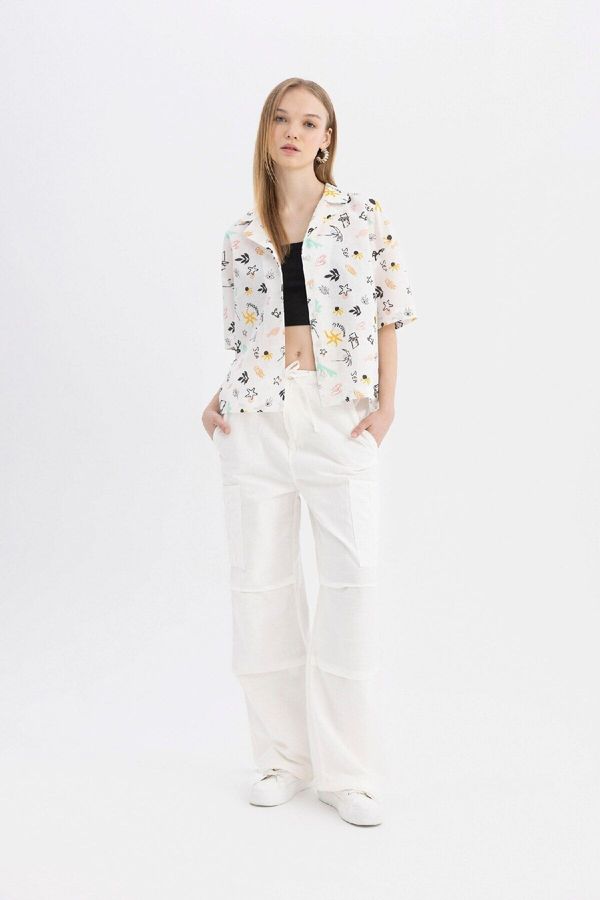 DEFACTO DEFACTO Cool Parachute Gabardine Trousers with Tie Waist and Pockets, Wide Leg