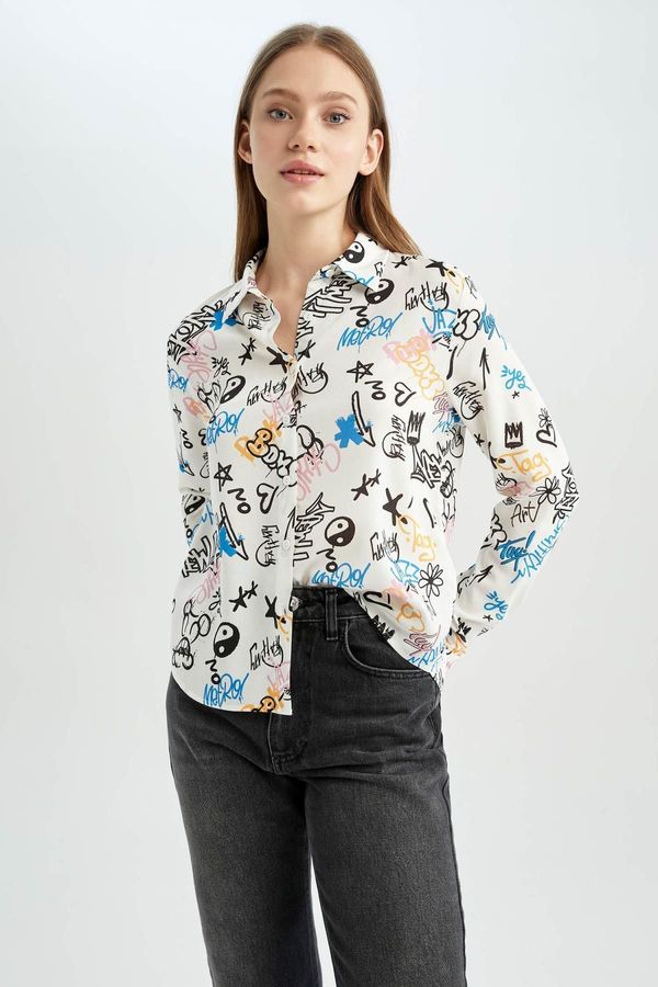 DEFACTO DEFACTO Cool Regular Fit Shirt Collar Patterned Long Sleeve Shirt