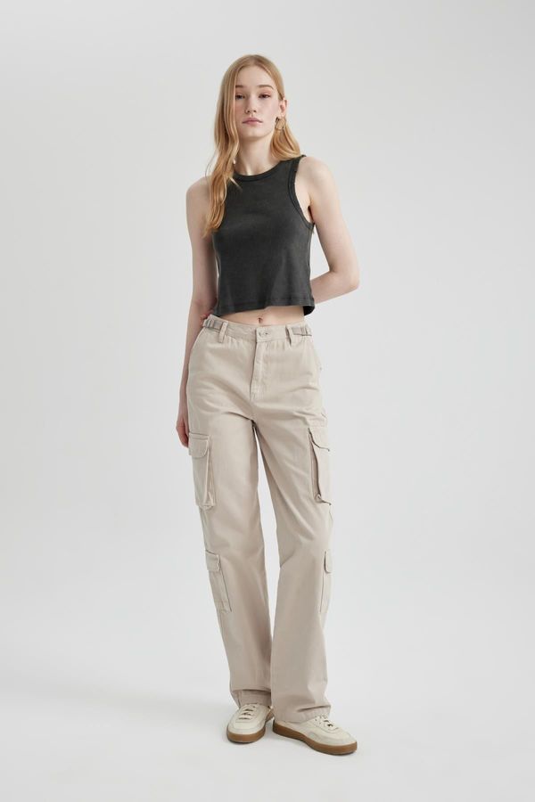 DEFACTO DEFACTO Cool Straight Fit Cargo Gabardine Trousers