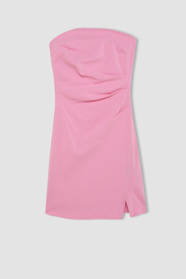 DEFACTO DEFACTO Cool Strapless Slit Pink Mini Dress