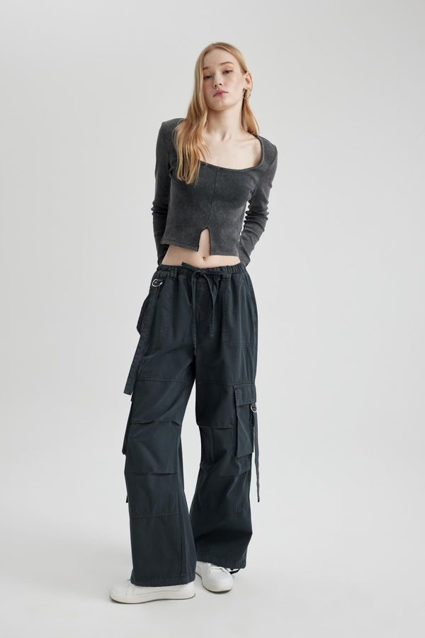 DEFACTO DEFACTO Cool Wide Leg Cargo Gabardine Trousers