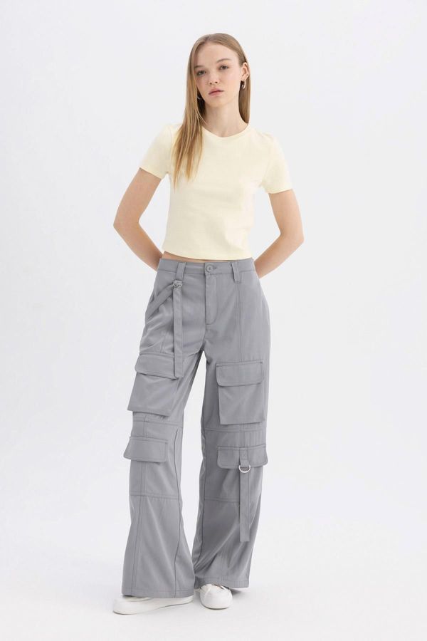 DEFACTO DEFACTO Cool Wide Leg Cargo Normal Waist Trousers