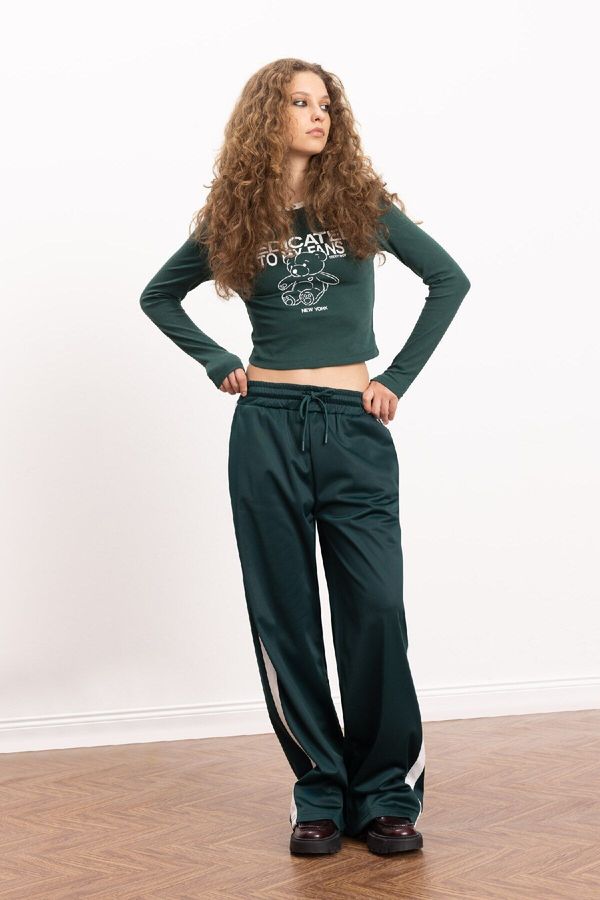 DEFACTO DEFACTO Cool Wide Leg Elastic Waist Pocket Lace-up Sweatpants