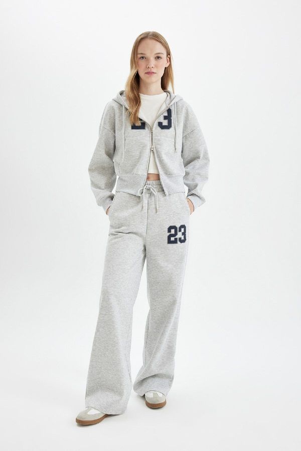 DEFACTO DEFACTO Cool Wide Leg Printed Thick Sweatpants