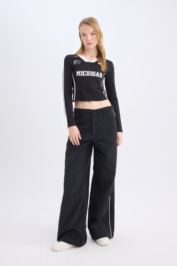 DEFACTO DEFACTO Cool Wide Leg Wide Leg Pocket Stripe Detailed Normal Waist Trousers