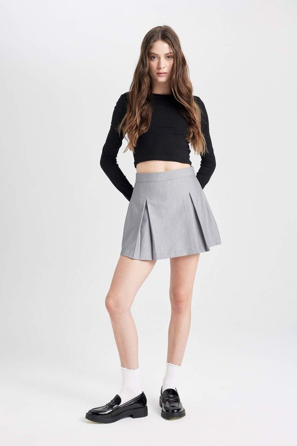 DEFACTO DEFACTO Coool High Waist Basic Plain Cotton Side Zipper Mini Shorts Skirt