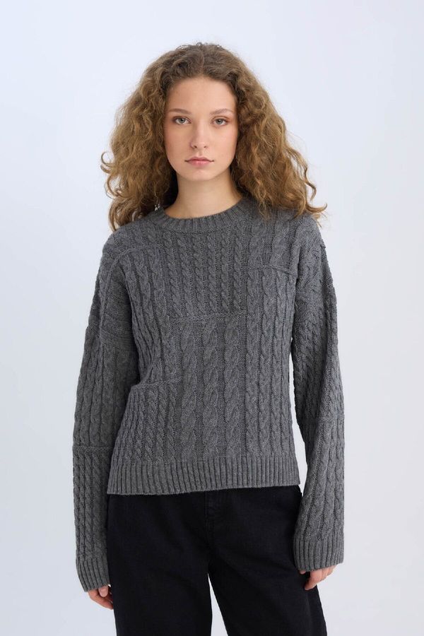 DEFACTO DEFACTO Coool Oversize Wide Pattern Crew Neck Knitwear Sweater