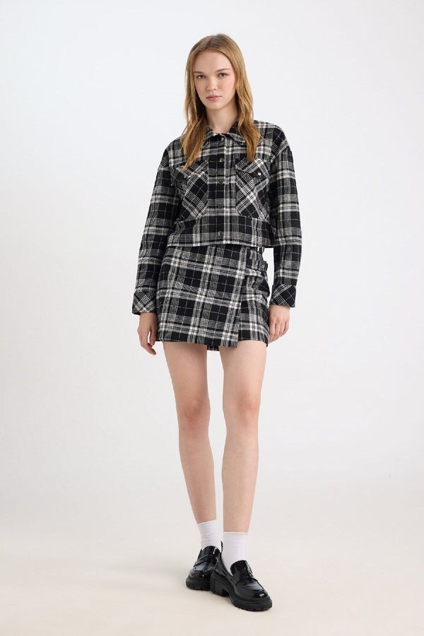 DEFACTO DEFACTO Coool Plaid High Waist Side Zipper Flannel Mini Skirt