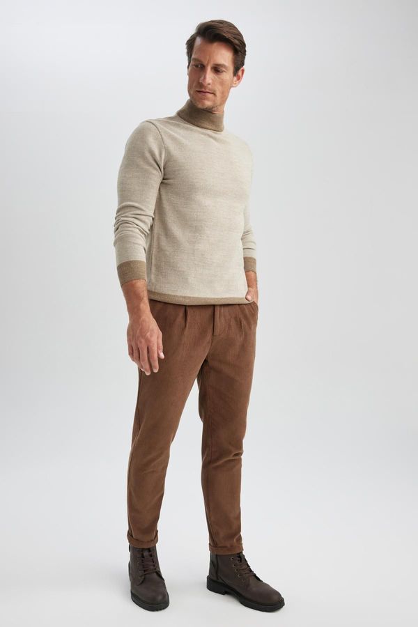 DEFACTO DEFACTO Corduroy Trousers Tailored Fit Pocket Straight Leg