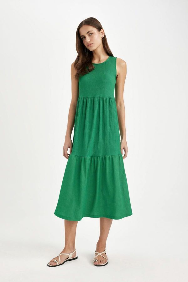 DEFACTO DEFACTO Crew Neck Wrap Sleeveless Midi Dress