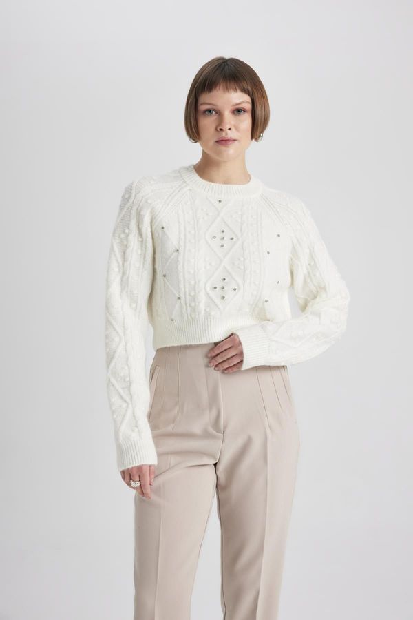 DEFACTO DEFACTO Crop Crew Neck Knitwear Sweater