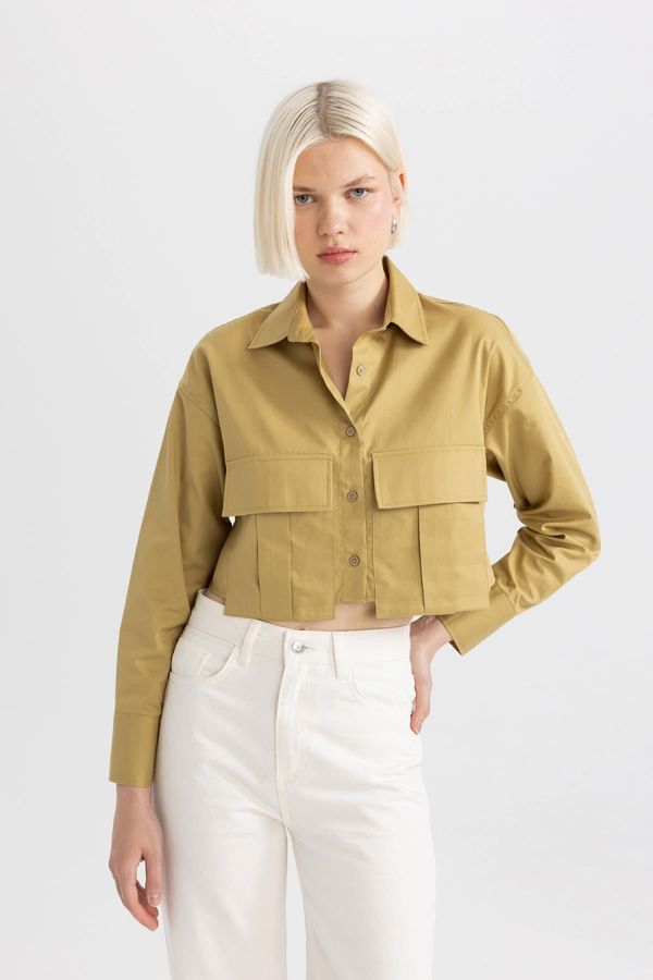 DEFACTO DEFACTO Crop Gabardine Long Sleeve Shirt