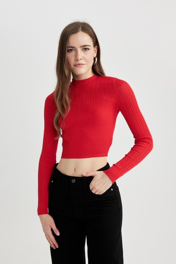 DEFACTO DEFACTO Crop Half Turtleneck Red Knit Sweater