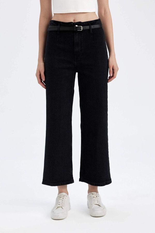 DEFACTO DEFACTO Culotte High Waist Ankle Length Jean Washed Trousers