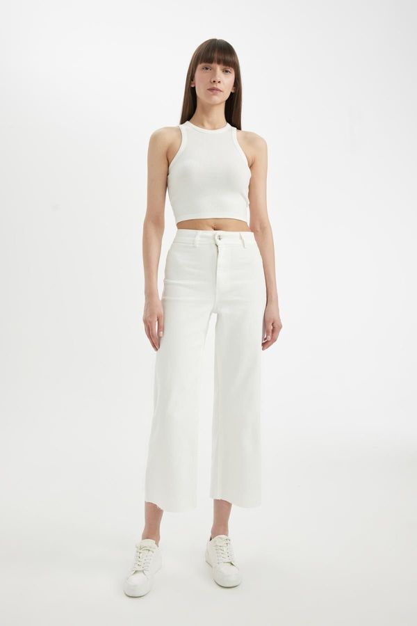 DEFACTO DEFACTO Culotte High Waist Cut-Out Ankle Length Jean Trousers