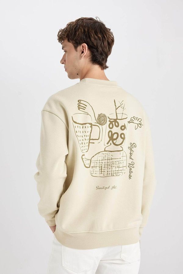 DEFACTO DEFACTO DFC - Boxy Fit Crew Neck Back Printed Sweatshirt